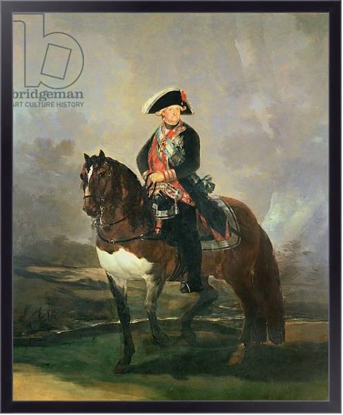 Постер Equestrian portrait of King Carlos IV, 1800-1801 с типом исполнения На холсте в раме в багетной раме 221-01