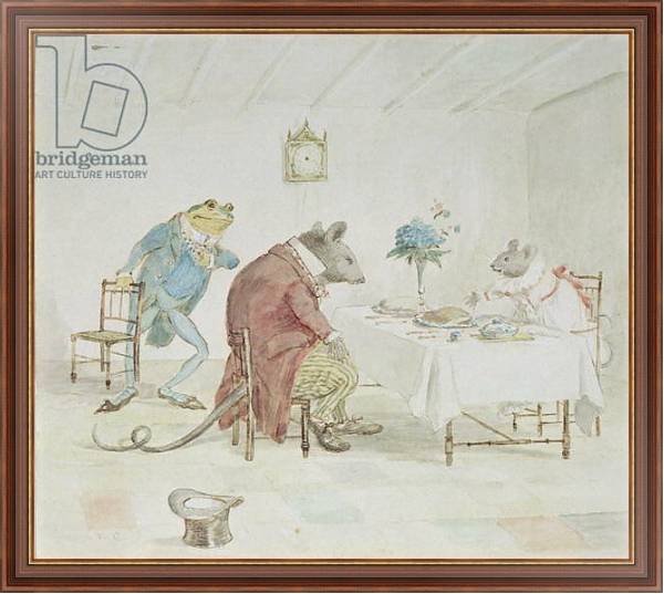 Постер 'Pray, Miss Mouse, will you give us some beer', illustration from 'A Frog He Would A-Wooing Go' с типом исполнения На холсте в раме в багетной раме 35-M719P-83