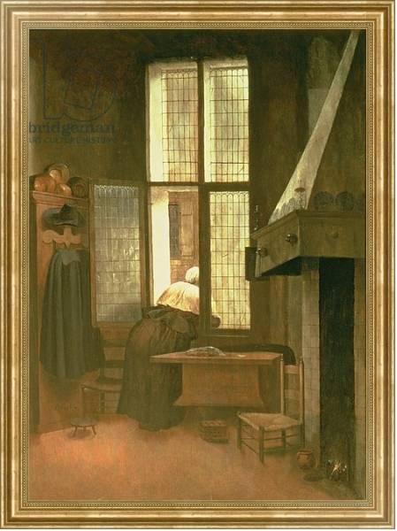 Постер Woman at a Window, 1654 с типом исполнения На холсте в раме в багетной раме NA033.1.051