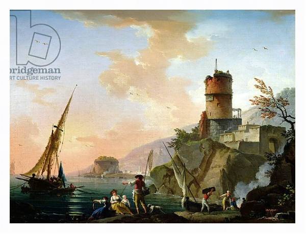 Постер View of a Mediterranean port с типом исполнения На холсте в раме в багетной раме 221-03