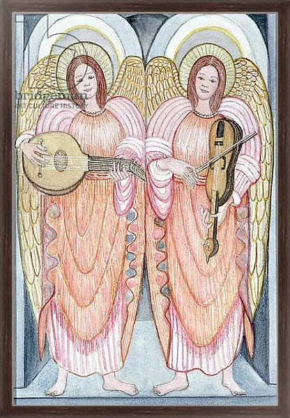 Постер Two angels playing instruments, 1995 с типом исполнения На холсте в раме в багетной раме 221-02