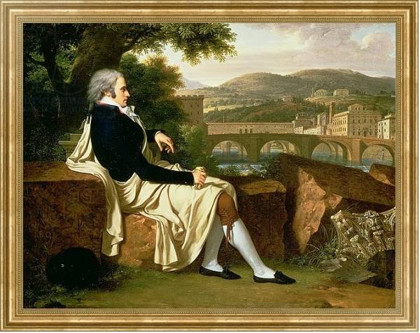 Постер Allen Smith seated Above the River Arno, contemplating Florence, 1797 с типом исполнения На холсте в раме в багетной раме NA033.1.051