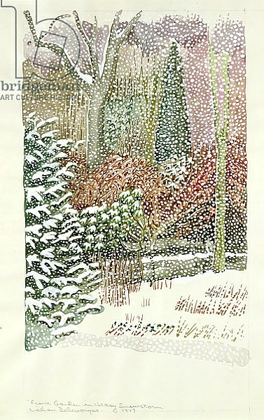 Постер Front Garden in Heavy Snowstorm с типом исполнения На холсте без рамы