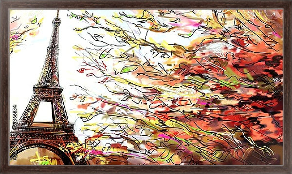 Постер Французские зарисовки #74 с типом исполнения На холсте в раме в багетной раме 221-02