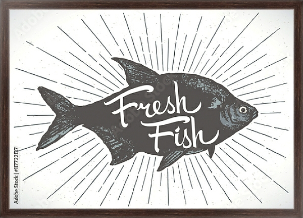 Постер Силуэт рыбы с надписью 