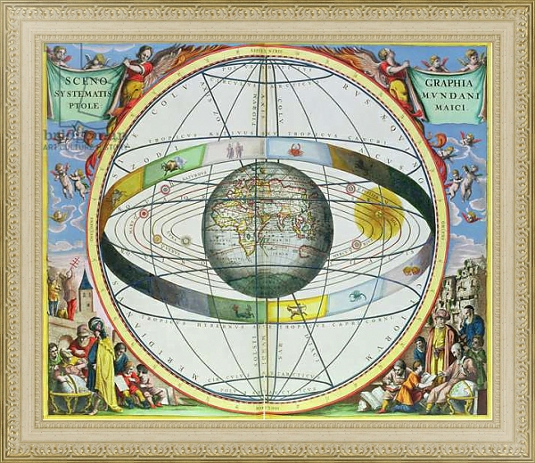 Постер Map of Christian Constellations, from 'The Celestial Atlas, or The Harmony of the Universe' pub. by Joannes Janssonius, Amsterdam, 1660-61 с типом исполнения Акварель в раме в багетной раме 484.M48.725