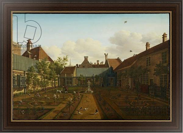 Постер View of a town house garden in The Hague, 1775 с типом исполнения На холсте в раме в багетной раме 1.023.151
