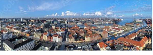 Постер Дания, Копенгаген. Панорамный вид с типом исполнения На холсте без рамы