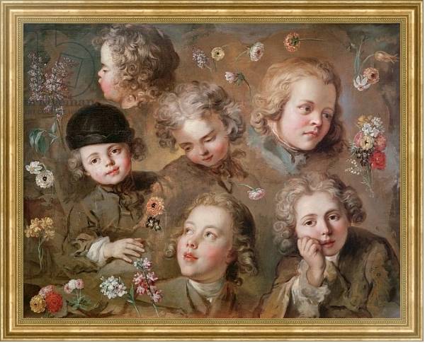 Постер Children's heads and flowers с типом исполнения На холсте в раме в багетной раме NA033.1.051