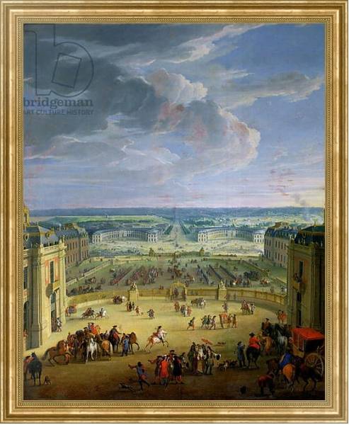 Постер Perspective View from the Chateau of Versailles of the Place d'Armes and the Stables, 1688 с типом исполнения На холсте в раме в багетной раме NA033.1.051