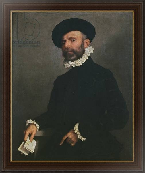 Постер Portrait of a Man holding a Letter, c.1570-75 с типом исполнения На холсте в раме в багетной раме 1.023.151
