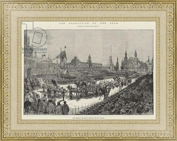 Постер The Coronation of the Czar, the Imperial Procession crossing the Red Square с типом исполнения Акварель в раме в багетной раме 484.M48.725