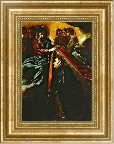 Постер The Virgin appearing to St Ildephonsus and giving him a robe с типом исполнения На холсте в раме в багетной раме NA033.1.051