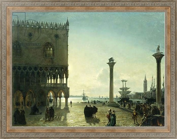 Постер Piazza San Marco at Night, с типом исполнения На холсте в раме в багетной раме 484.M48.310