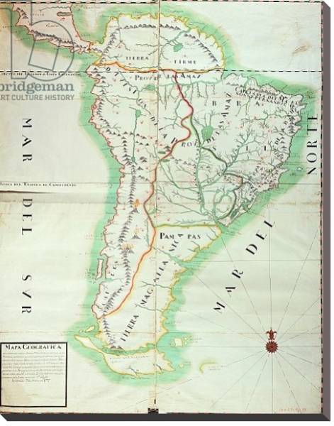 Постер Map of South America, 1777 с типом исполнения На холсте без рамы