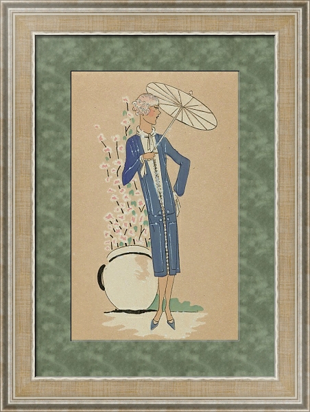 Постер Création Lucien LELONG. FLEUR DE PECHER с типом исполнения Акварель в раме в багетной раме 485.M40.584