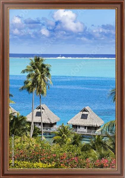 Постер Голубая лагуна острова Бора-Бора, Полинезии с типом исполнения На холсте в раме в багетной раме 35-M719P-83