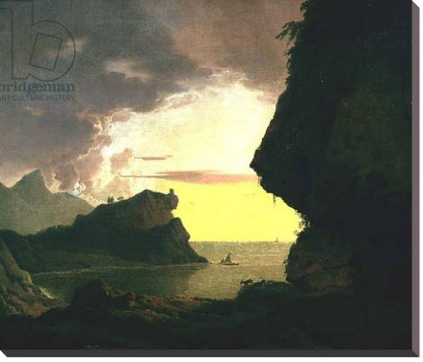 Постер Sunset on the Coast near Naples, c.1785-90 с типом исполнения На холсте без рамы