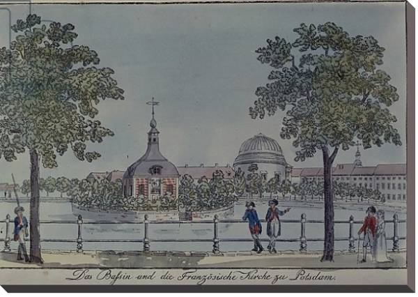 Постер The Pool and French Church in Potsdam, c.1796 с типом исполнения На холсте без рамы