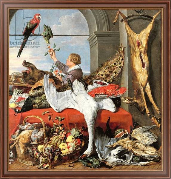 Постер Interior of an office, or still life with game, poultry and fruit, c.1635 с типом исполнения На холсте в раме в багетной раме 35-M719P-83