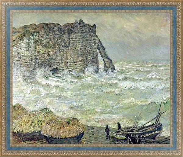 Постер Этретат, неспокойное море с типом исполнения На холсте в раме в багетной раме 484.M48.685