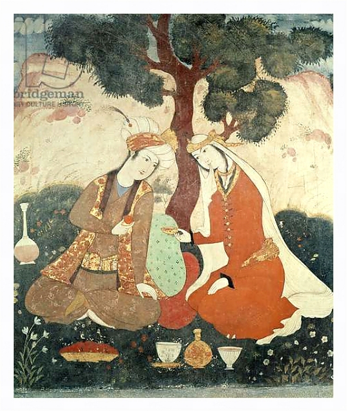 Постер Scene galante from the era of Shah Abbas I, 1585-1627 с типом исполнения На холсте в раме в багетной раме 221-03