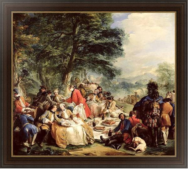 Постер The Hunt Lunch, 1737 с типом исполнения На холсте в раме в багетной раме 1.023.151