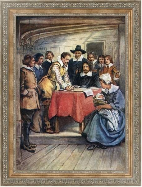 Постер Illustration for the Young Pilgrims 3 с типом исполнения На холсте в раме в багетной раме 484.M48.310