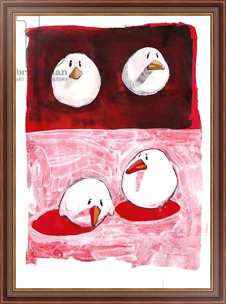 Постер Birds on Black and White on Red с типом исполнения На холсте в раме в багетной раме 35-M719P-83