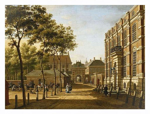 Постер The Hague: the Mauritspoort and the Binnenhof Seen Across the Plein, 1773 с типом исполнения На холсте в раме в багетной раме 221-03