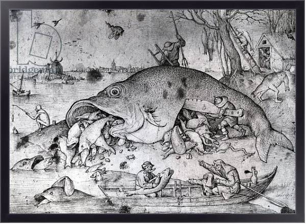 Постер Big fishes eat small ones, 1556 с типом исполнения На холсте в раме в багетной раме 221-01