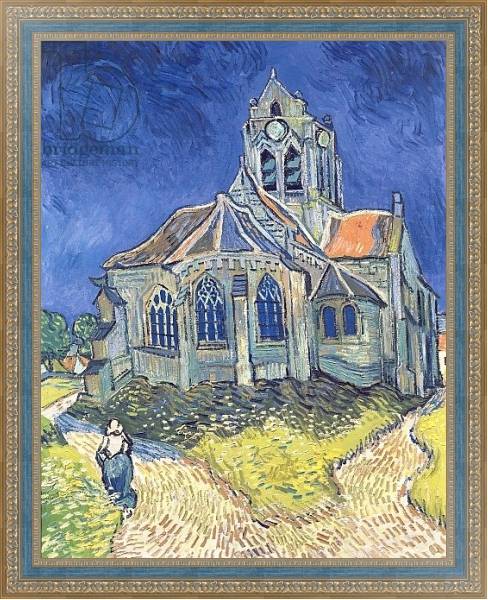 Постер The Church at Auvers-sur-Oise, 1890 с типом исполнения На холсте в раме в багетной раме 484.M48.685