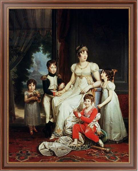 Постер Caroline Bonaparte and her Children с типом исполнения На холсте в раме в багетной раме 35-M719P-83