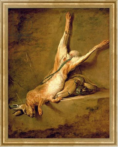 Постер Dead hare with powder horn and gamebag, c.1726-30 с типом исполнения На холсте в раме в багетной раме NA033.1.051