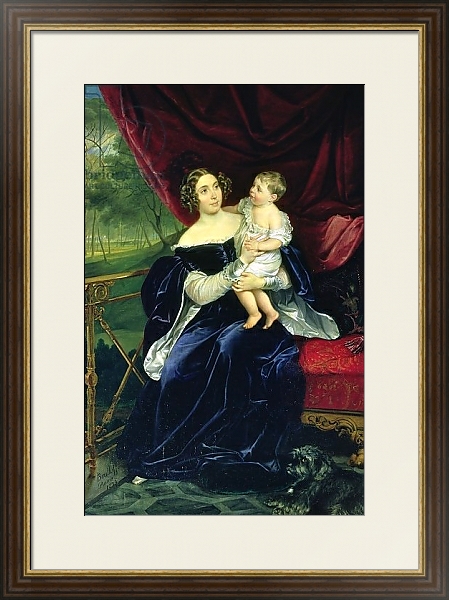Постер Countess Olga Ivanovna Orlov-Davydov with her daughter, 1834 с типом исполнения Под стеклом в багетной раме 1.023.036