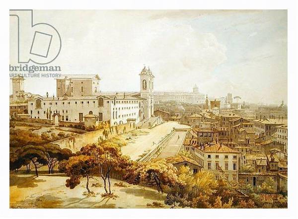 Постер A View of Rome taken from the Pincio, 1776 с типом исполнения На холсте в раме в багетной раме 221-03