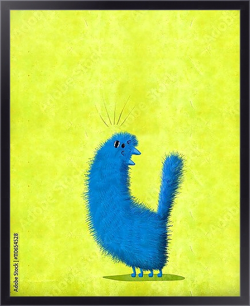 Постер Поющий синий кот с типом исполнения На холсте в раме в багетной раме 221-01