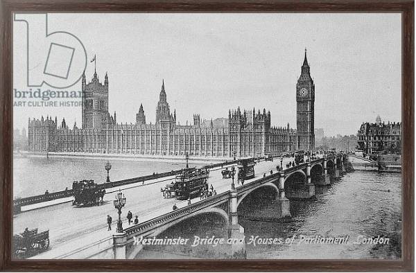 Постер Westminster Bridge and the Houses of Parliament, c.1902 с типом исполнения На холсте в раме в багетной раме 221-02