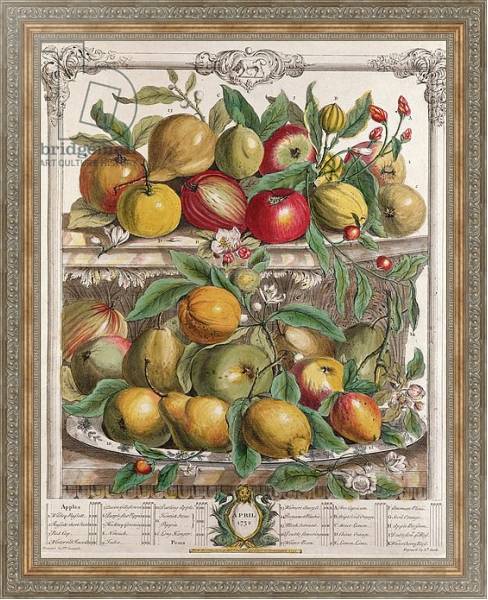 Постер April, from 'Twelve Months of Fruits', by Robert Furber engraved by J. Clark, 1732 с типом исполнения На холсте в раме в багетной раме 484.M48.310