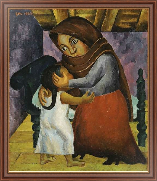 Постер Mother and Daughter, 1923 с типом исполнения На холсте в раме в багетной раме 35-M719P-83