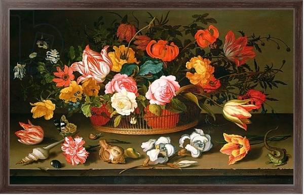 Постер Basket of flowers, 1625 с типом исполнения На холсте в раме в багетной раме 221-02