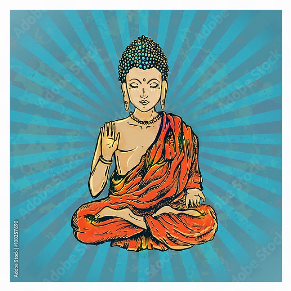 Постер Будда в стиле поп-арт с типом исполнения На холсте в раме в багетной раме 221-03