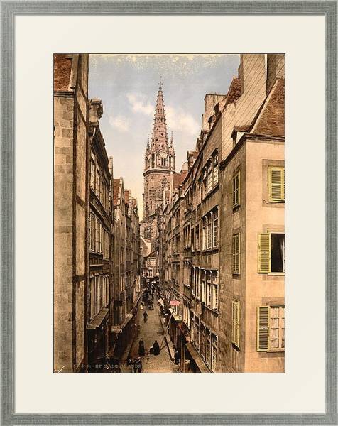 Постер Франция. Сен-Мало, главная улица с типом исполнения Под стеклом в багетной раме 1727.2510