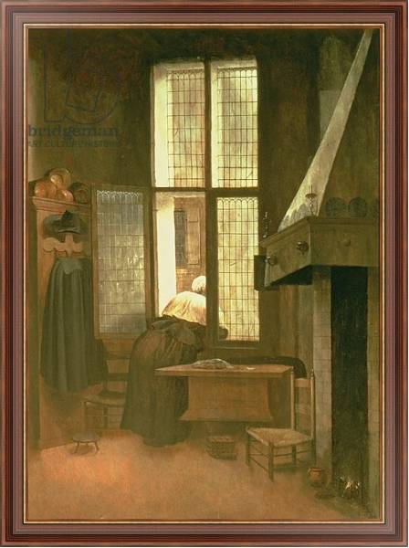 Постер Woman at a Window, 1654 с типом исполнения На холсте в раме в багетной раме 35-M719P-83