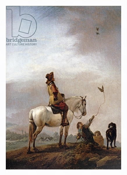 Постер Gentleman on a Horse Watching a Falconer с типом исполнения На холсте в раме в багетной раме 221-03