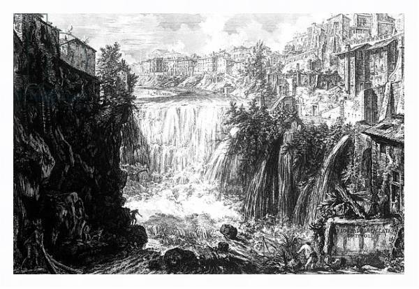 Постер View of the Waterfall at Tivoli, from the 'Views of Rome' series, c.1760 с типом исполнения На холсте в раме в багетной раме 221-03
