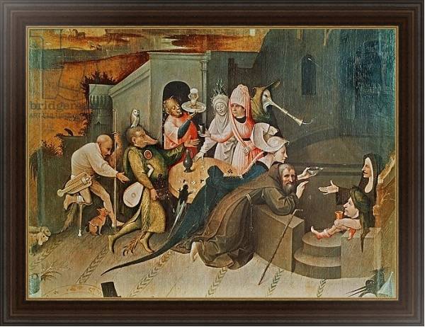 Постер Triptych of the Temptation of St. Anthony, detail of the central panel с типом исполнения На холсте в раме в багетной раме 1.023.151
