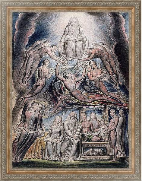 Постер Illustrations of the Book of Job, pl.3: Satan before the throne of God, after William Blake с типом исполнения На холсте в раме в багетной раме 484.M48.310