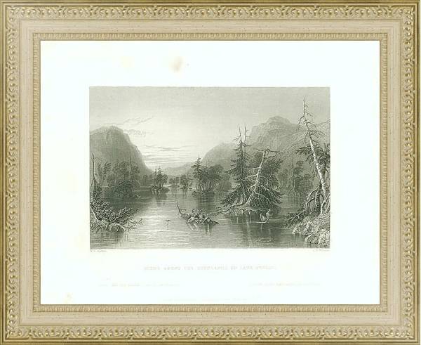 Постер Scene Among the Highlands on Lake George 1 с типом исполнения Акварель в раме в багетной раме 484.M48.725
