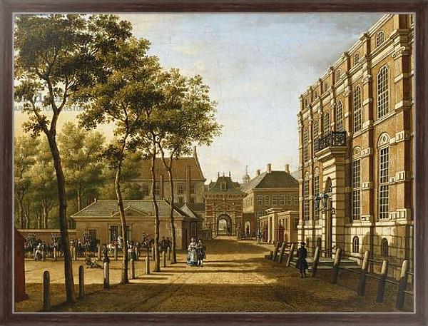 Постер The Hague: the Mauritspoort and the Binnenhof Seen Across the Plein, 1773 с типом исполнения На холсте в раме в багетной раме 221-02